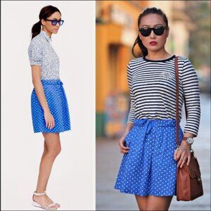 J. Crew Polka Dot Linen Flare Mini Skirt